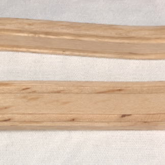 Handmade ascending track pair with male and female wooden railway connectors